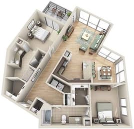 2 beds, 2 baths, 1,342 sqft, $2,870