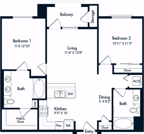 2 beds, 2 baths, 1,010 sqft, $3,282, Unit 140