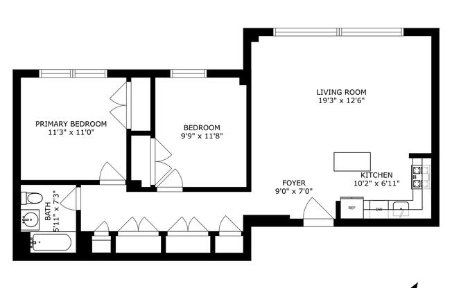 2 beds, 1 bath, $2,800, Unit 2G