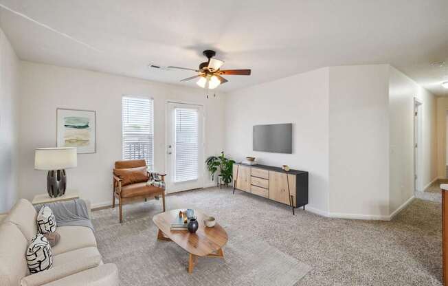 Living Room with Ceiling Fan