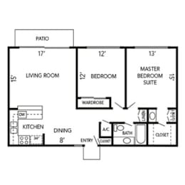 2 beds, 1 bath, 964 sqft, $2,700
