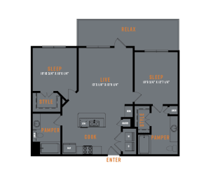 2 beds, 2 baths, 980 sqft, $1,799