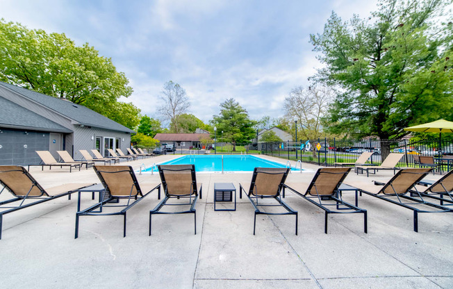 Extensive Resort Inspired Pool Deck at Woodbridge Apartments, Kentucky