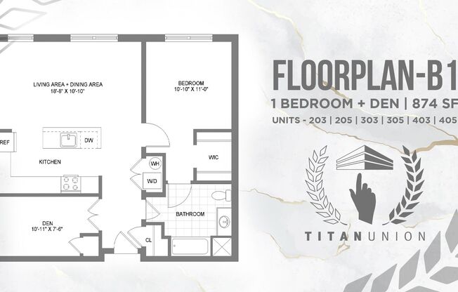 1 bed, 1 bath, 875 sqft, $2,800, Unit 305