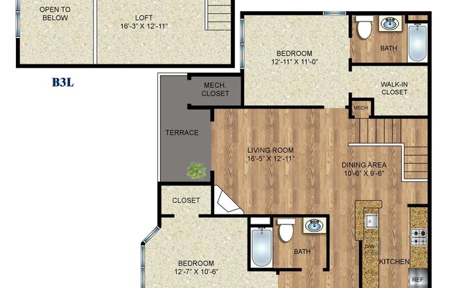 2 beds, 2 baths, 1,247 sqft, $3,100