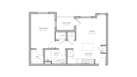 1 bed, 1 bath, 655 sqft, $1,560