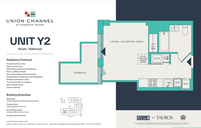 Studio, 1 bath, $3,250, Unit 2Y