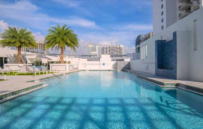Resort-style pool for residents of SOMA at Brickell, luxury apartments in Miami.