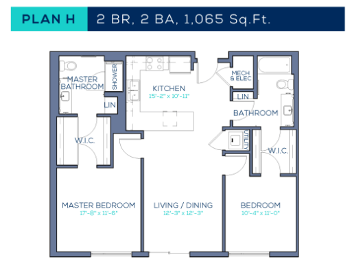 2 beds, 2 baths, 1,065 sqft, $2,499