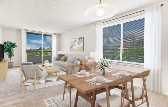 Apartment living and dining area (virtually staged)  at Lenox Park, Maryland