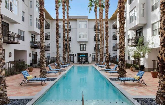 Swimming pool with relaxing sundecks, Roosevelt Square, Phoenix, AZ, 85003