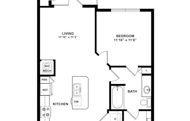 1 bed, 1 bath, 725 sqft, $1,410