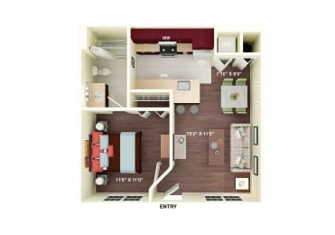 1 bed, 1 bath, 499 sqft, $1,125