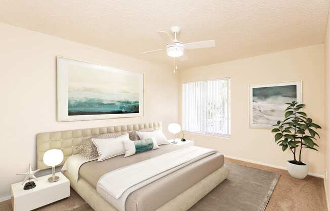 Comfortable Bedroom With Large Window at The Villages Apartment of Banyan Grove, Boynton Beach, 33436