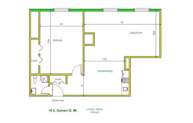 1 bed, 1 bath, 500 sqft, $1,150, Unit 8