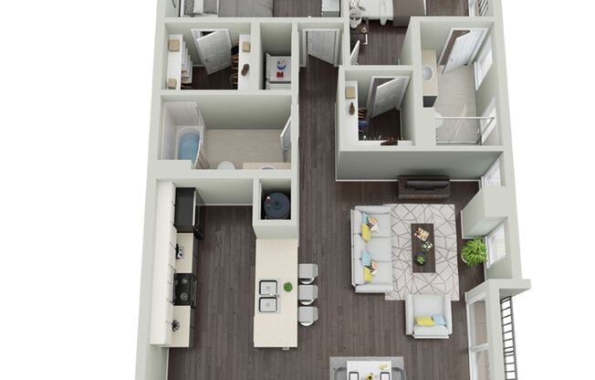 2 beds, 2 baths, 1,176 sqft, $1,729