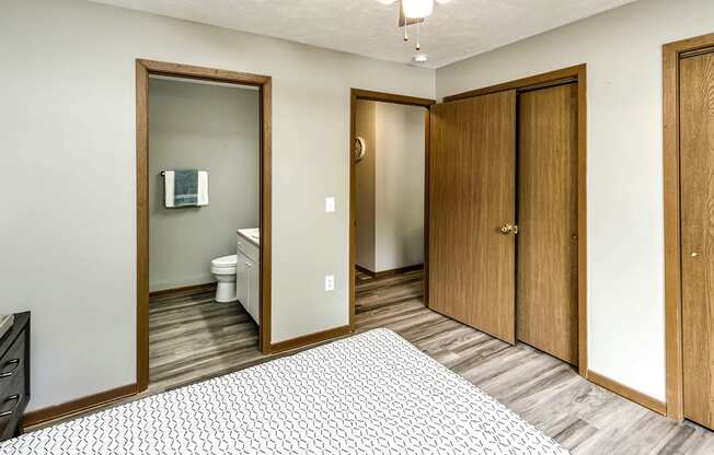 Two bedroom apartment homes with large kitchens and plank flooring at Flatwater in Omaha, NE