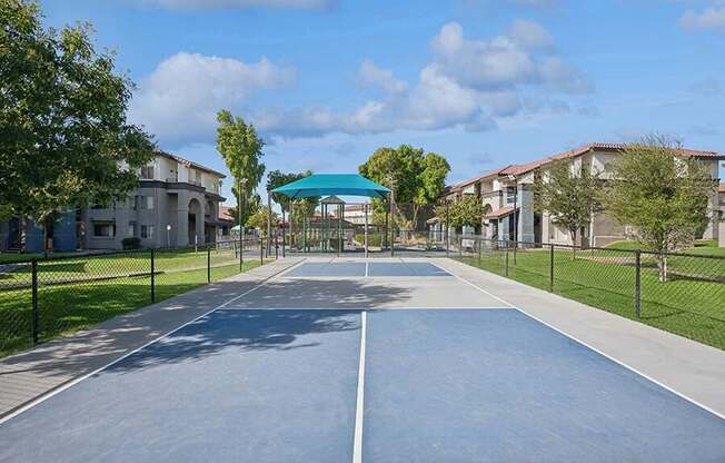 Community Pickleball Courts with Nets at Stillwater Apartments located in Glendale, AZ.