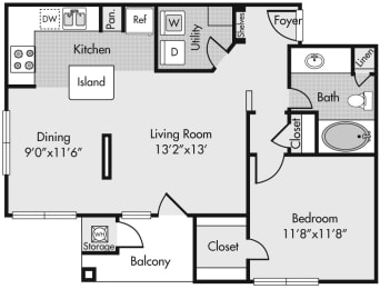 1 bed, 1 bath, 777 sqft, $1,351