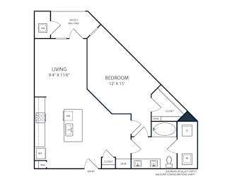 1 bed, 1 bath, 821 sqft, $1,861