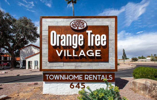 Signage at Orange Tree Village Apartments in Tucson AZ