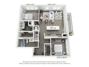 2 beds, 2 baths, 1,117 sqft, $2,009