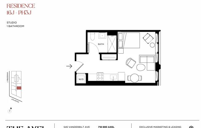 Studio, 1 bath, $3,395, Unit PH1J