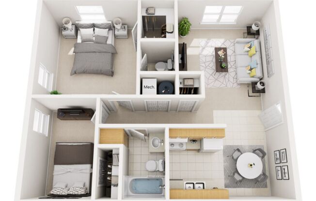 2 beds, 1.5 baths, 832 sqft, $825, Unit 220