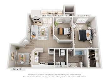 2 beds, 1 bath, 886 sqft, $1,415