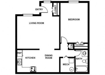 1 bed, 1 bath, 668 sqft, $1,080