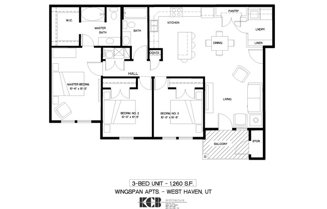 3 beds, 2 baths, 1,260 sqft, $1,685, Unit A307