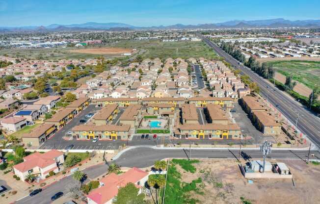 Aerial view at San Vicente Townhomes in Phoenix AZ