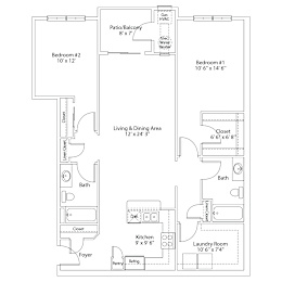 2 beds, 2 baths, 1,202 sqft, $1,796