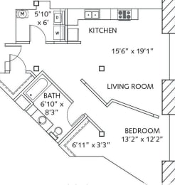 1 bed, 1 bath, 810 sqft, $1,255