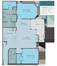 2 beds, 2 baths, 1,239 sqft, $1,413