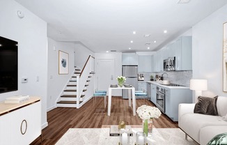 Living and kitchen at The Glover House, Washington