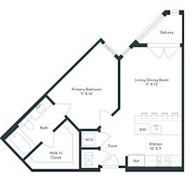 1 bed, 1 bath, 615 sqft, $1,843