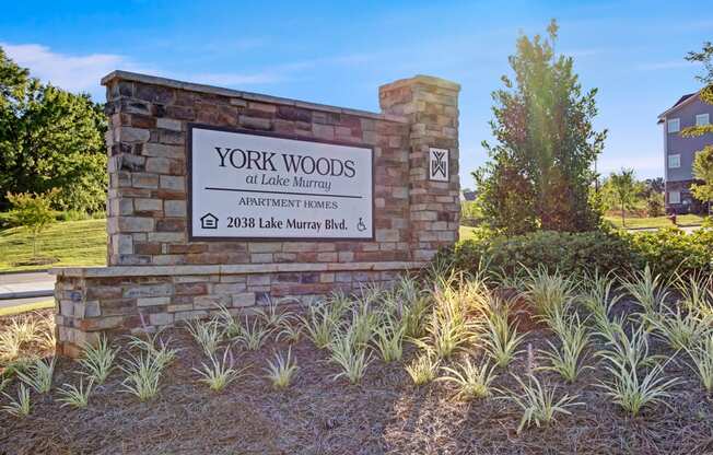York Woods Sign at York Woods at Lake Murray Apartment Homes, South Carolina, 29212