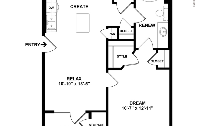 1 bed, 1 bath, 586 sqft, $1,172