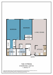 2 beds, 2 baths, 1,188 sqft, $1,819