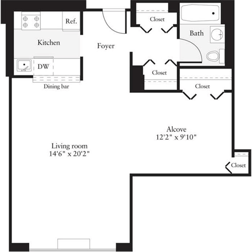 Studio, 1 bath, 675 sqft, $3,189