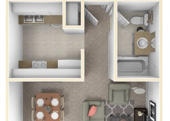 1 bed, 1 bath, 510 sqft, $725, Unit TH 220