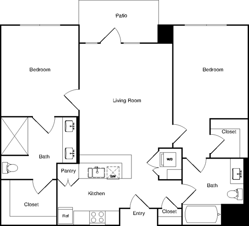 2 beds, 2 baths, 1,153 sqft, $3,050