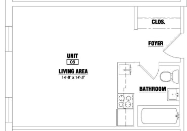 Studio, 1 bath, 297 sqft, $1,074
