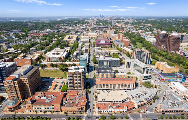 a view of the city from the top of a skyscraper