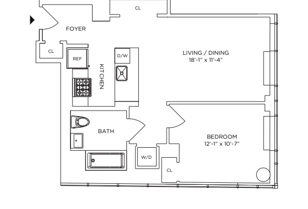 1 bed, 1 bath, 709 sqft, $4,241, Unit 3G