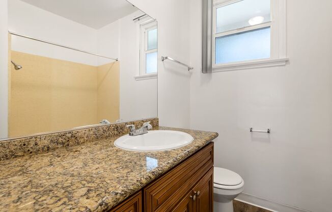 a bathroom with a sink and a toilet