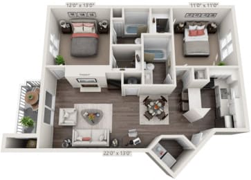 2 beds, 2 baths, 1,038 sqft, $1,530
