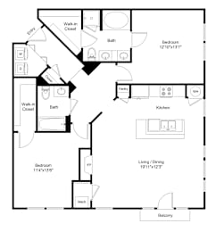2 beds, 2 baths, 1,219 sqft, $2,345
