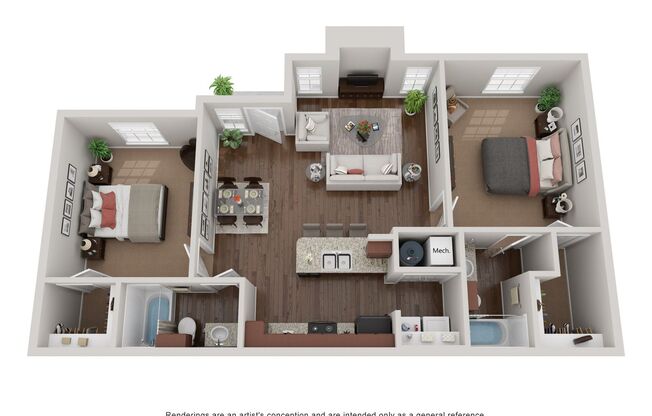 2 beds, 2 baths, 1,053 sqft, $1,100, Unit 1911